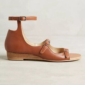 Farylrobin Anthropologie Idella Suede Ankle Strap Sandals Olive Green Size 9.5